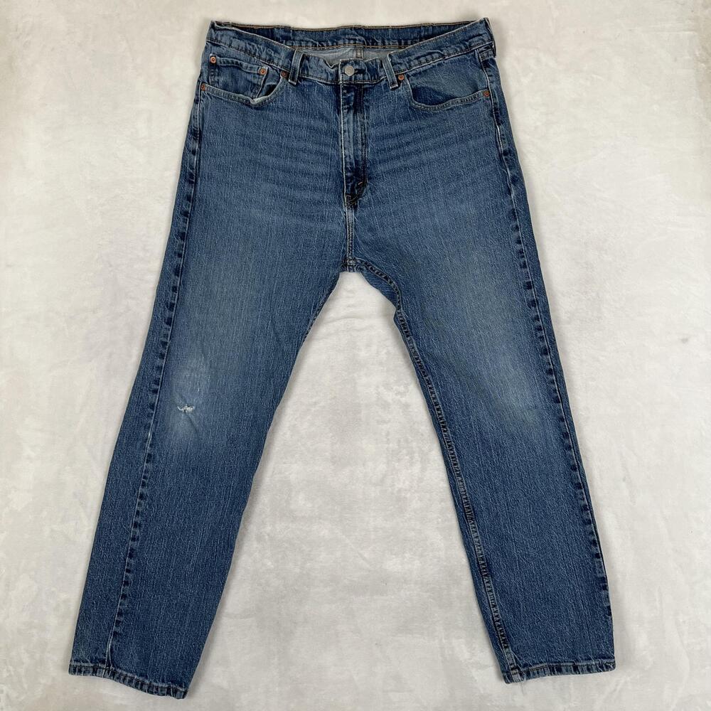 Levi's 505 Jeans Mens 38x30 Blue Straight Denim Medium Wash Distressed READ